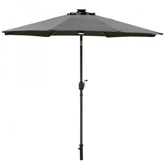 Parasol solaire éclairage LED acier aluminium gris foncé