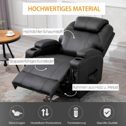 Fauteuil de massage électrique fonction massage 5 modes de massage fonction inclinable noir