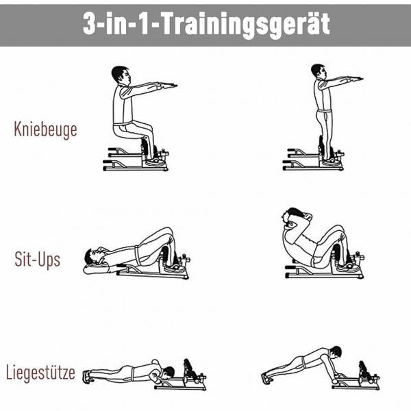 Kniebeugentrainer Beintrainer 3in1 Trainer verstellbar rollbar bis 120 kg Schwarz