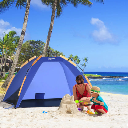 Strandmuschel, Strandzelt, Pop up Campingzelt, Netzfenster, Tragetasche, 2-3 Personen