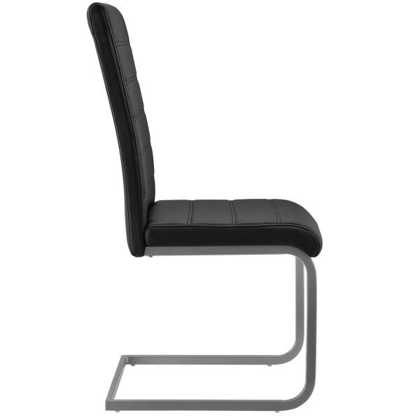 Freischwinger Stuhl Vegas 4er Set aus Kunstleder in schwarz