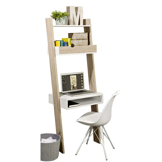 Bibliothèque avec bureau | Étagère murale | Etagère en bois