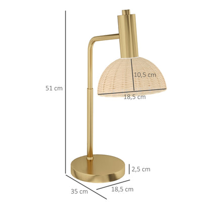 Tischlampe inkl. LED-Birne Bronze+Rattan