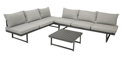 Funktions Lounge Set Gartengarnitur BOGOTA, Aluminium matt-grau, Polster hellgrau