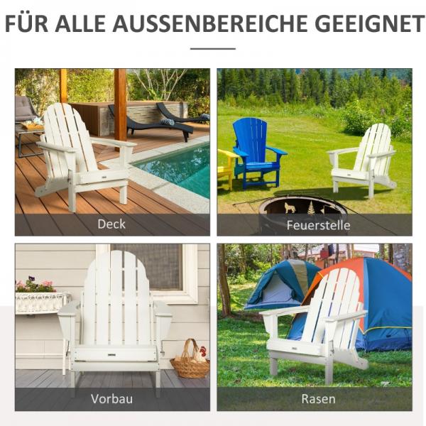 Gartenstuhl, Klappstuhl, ergonomisches Design, wetterfest, Kunststoff, weiss - Palo24