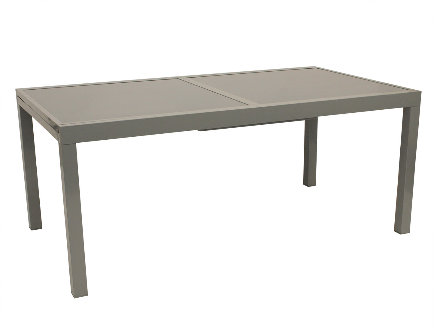 Set gruppo sedute AMALFI 7 pezzi, alluminio + vetro + tessuto sintetico tortora