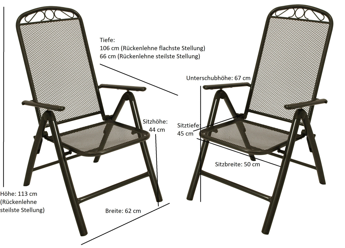 Ensemble de salon repas CLASSIC, 5 pièces, métal déployé anthracite