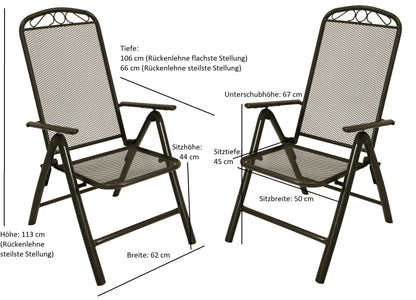Ensemble de salon repas CLASSIC, 5 pièces, métal déployé anthracite