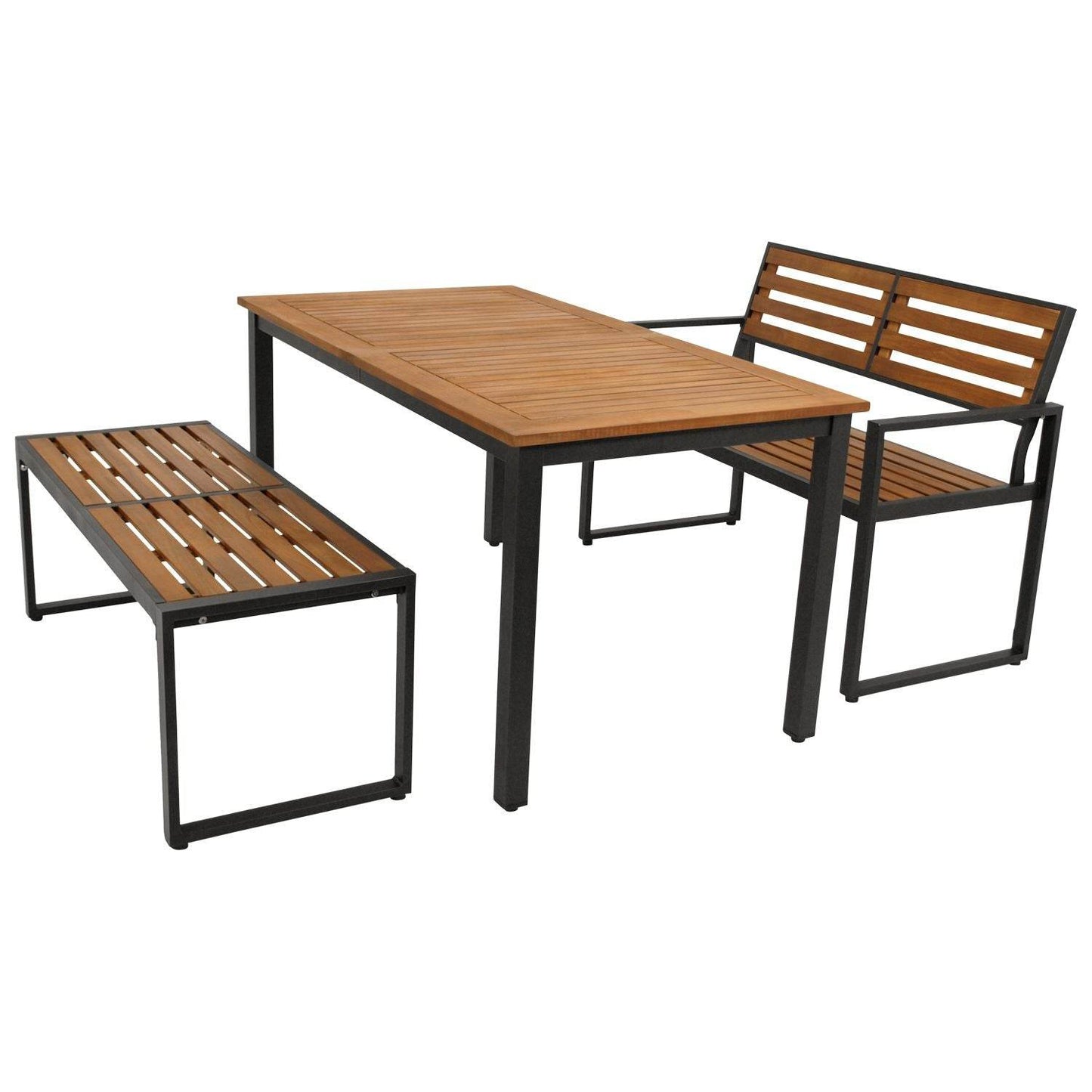 Gartengarnitur RAGUSA 3-teilig, Stahl + Akazie geölt, FSC®-zertifiziert - Palo24