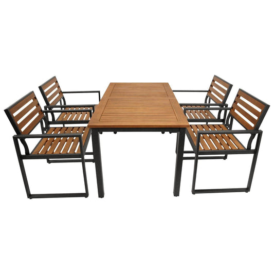 Garten Garnitur RAGUSA 5-teilig, Stahl + Akazie geölt, FSC®-zertifiziert - Palo24