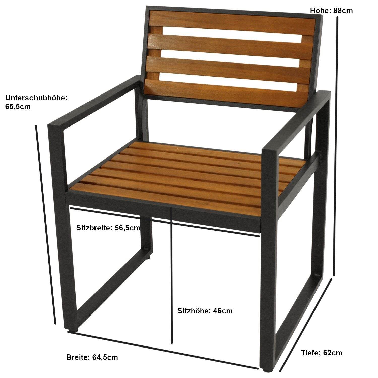 Garten Garnitur RAGUSA 5-teilig, Stahl + Akazie geölt, FSC®-zertifiziert - Palo24