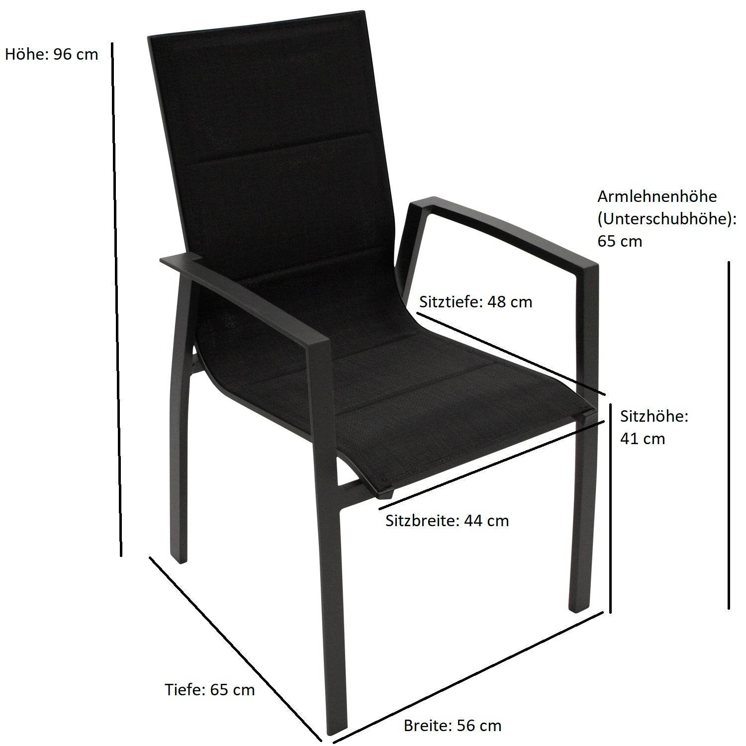 Garnitur REIMS 7-teilig, Alu + Glas + Kunstgewebe schwarz - Palo24