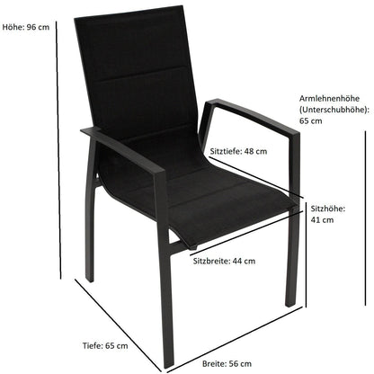 Garnitur REIMS 7-teilig, Alu + Glas + Kunstgewebe schwarz - Palo24