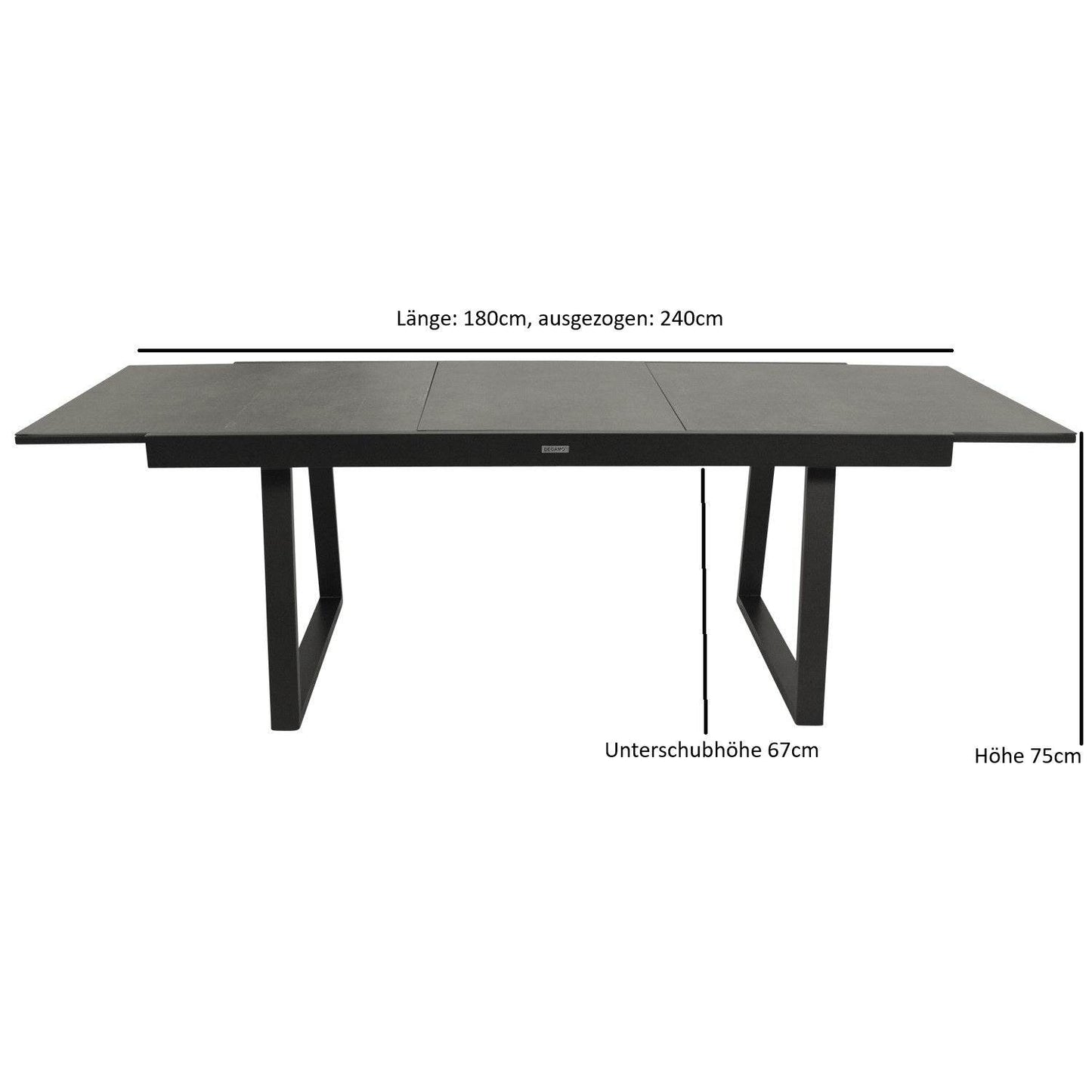 Garnitur REIMS 7-teilig, Alu + Glas + Kunstgewebe schwarz - Palo24