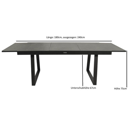 Garnitur REIMS 7-teilig, Alu + Glas + Kunstgewebe schwarz - Palo24