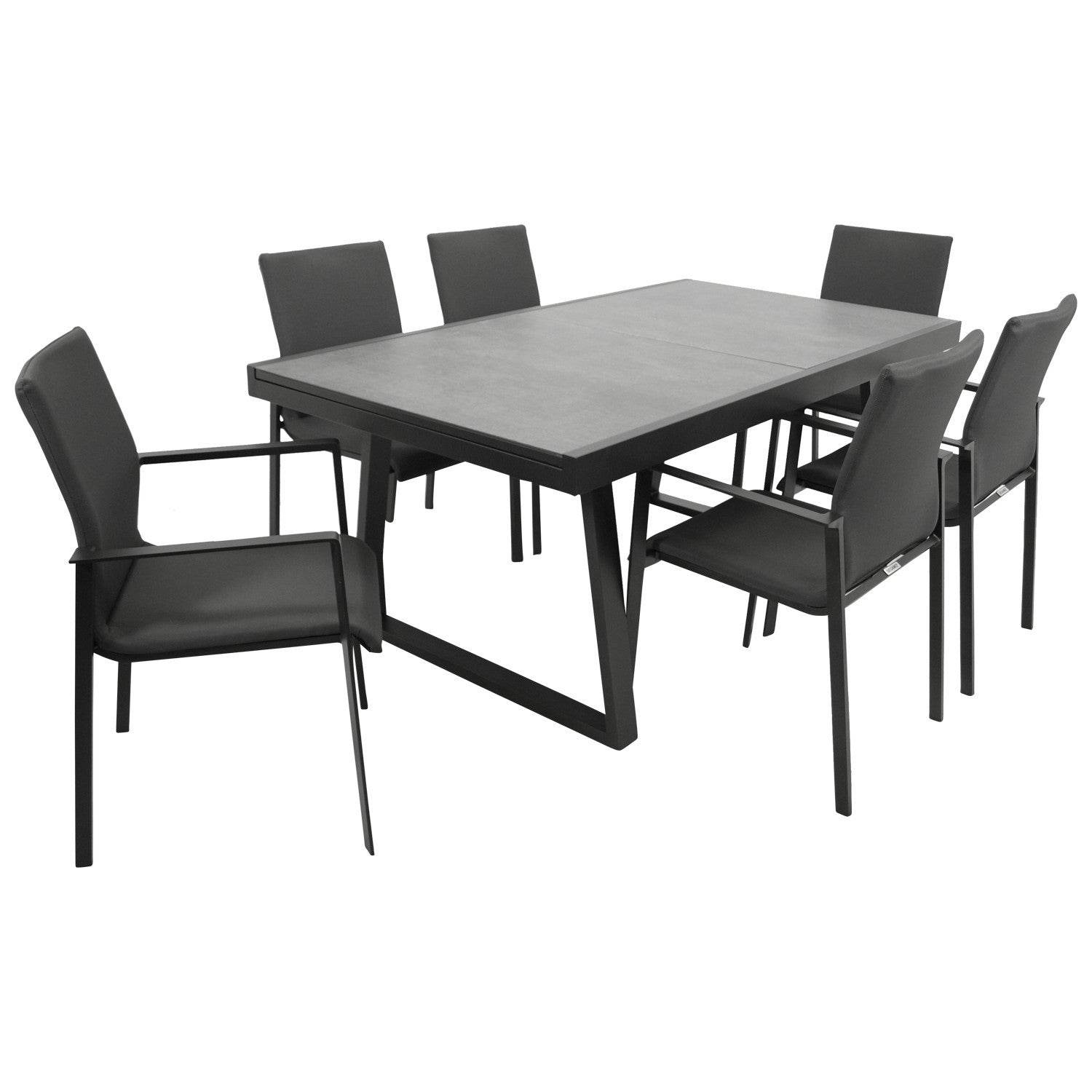 Garnitur REIMS 9-teilig, Alu + Glas + Kunstgewebe dunkelgrau - Palo24