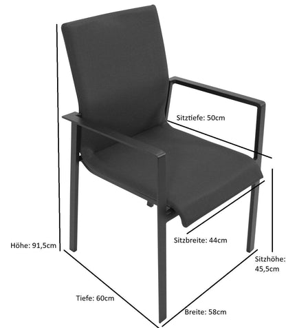 Garnitur REIMS 9-teilig, Alu + Glas + Kunstgewebe dunkelgrau - Palo24
