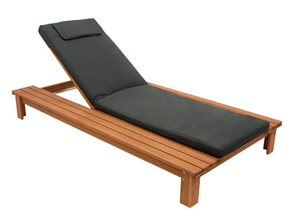 Gartenliege CANCUN, Eukalyptus geölt, mit Auflage dunkelgrau, FSC®-zertifiziert