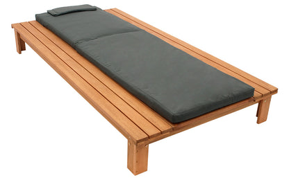 Gartenliege CANCUN, Eukalyptus geölt, mit Auflage dunkelgrau, FSC®-zertifiziert