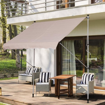 Tenda da sole a morsetto protezione solare beige 200 x 150cm