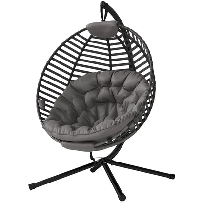 Hängesessel Hängekorb mit Gestell für 2 Personen faltbar Grau