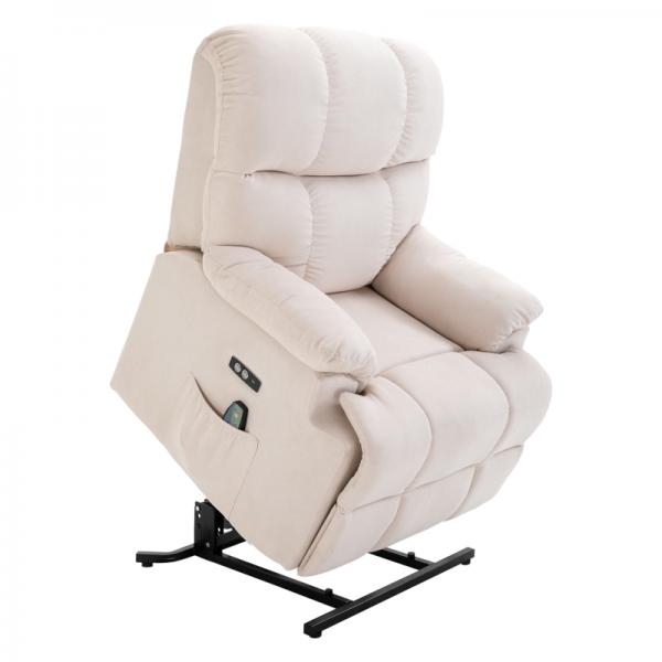 Fauteuil de massage avec fonction chauffante, aide à se lever, flanelle beige