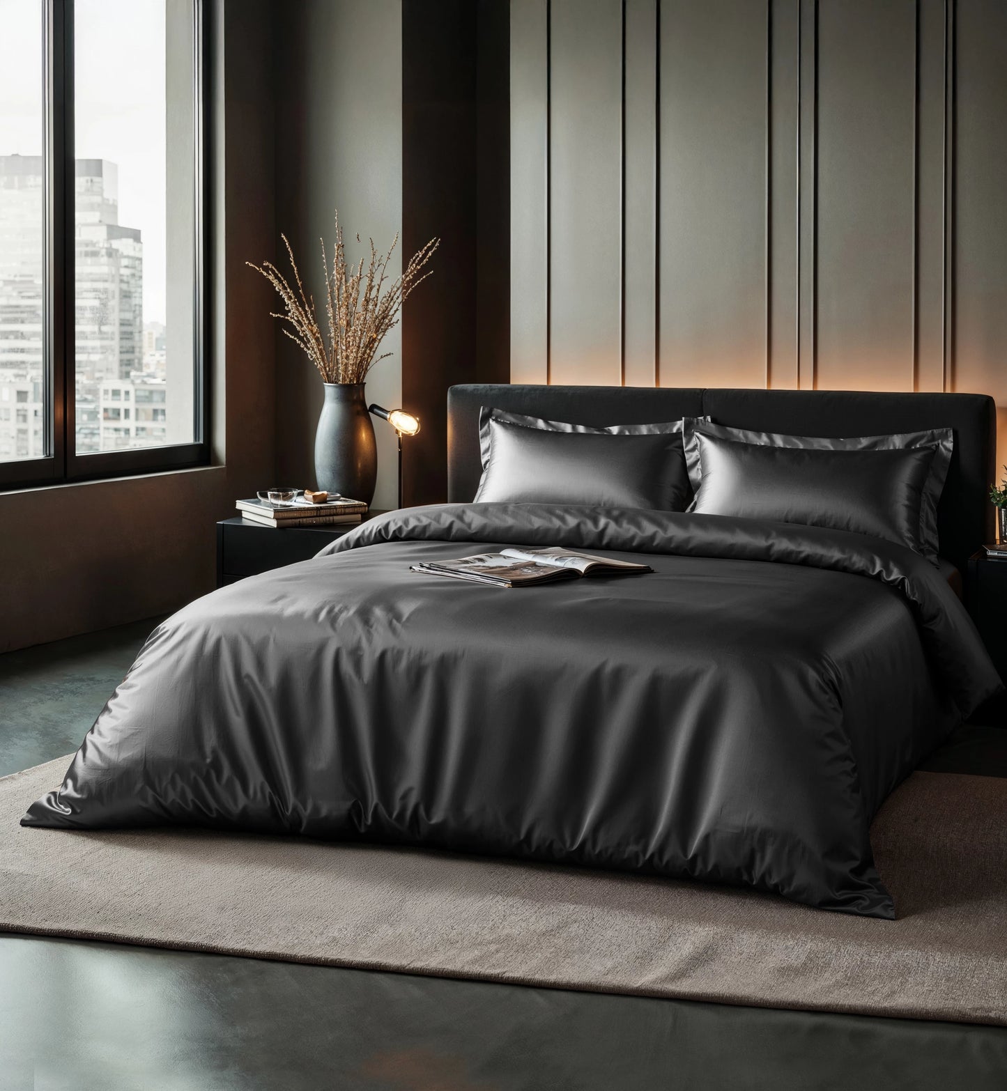 Bettbezug Glänzend Anthrazit