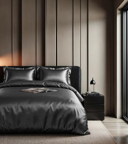 Bettbezug 140x220 cm Glänzend Anthrazit