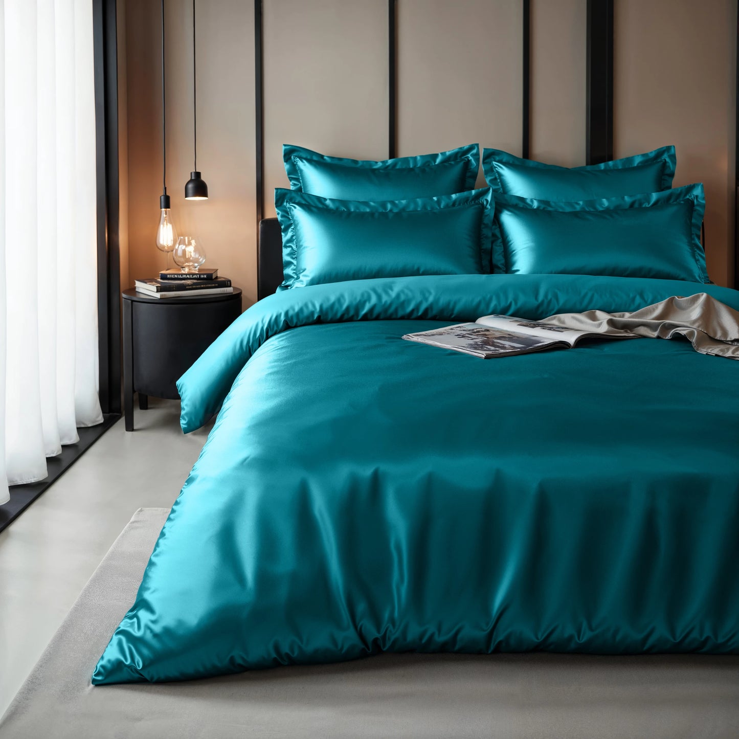 Bettbezug Glänzend Petrol