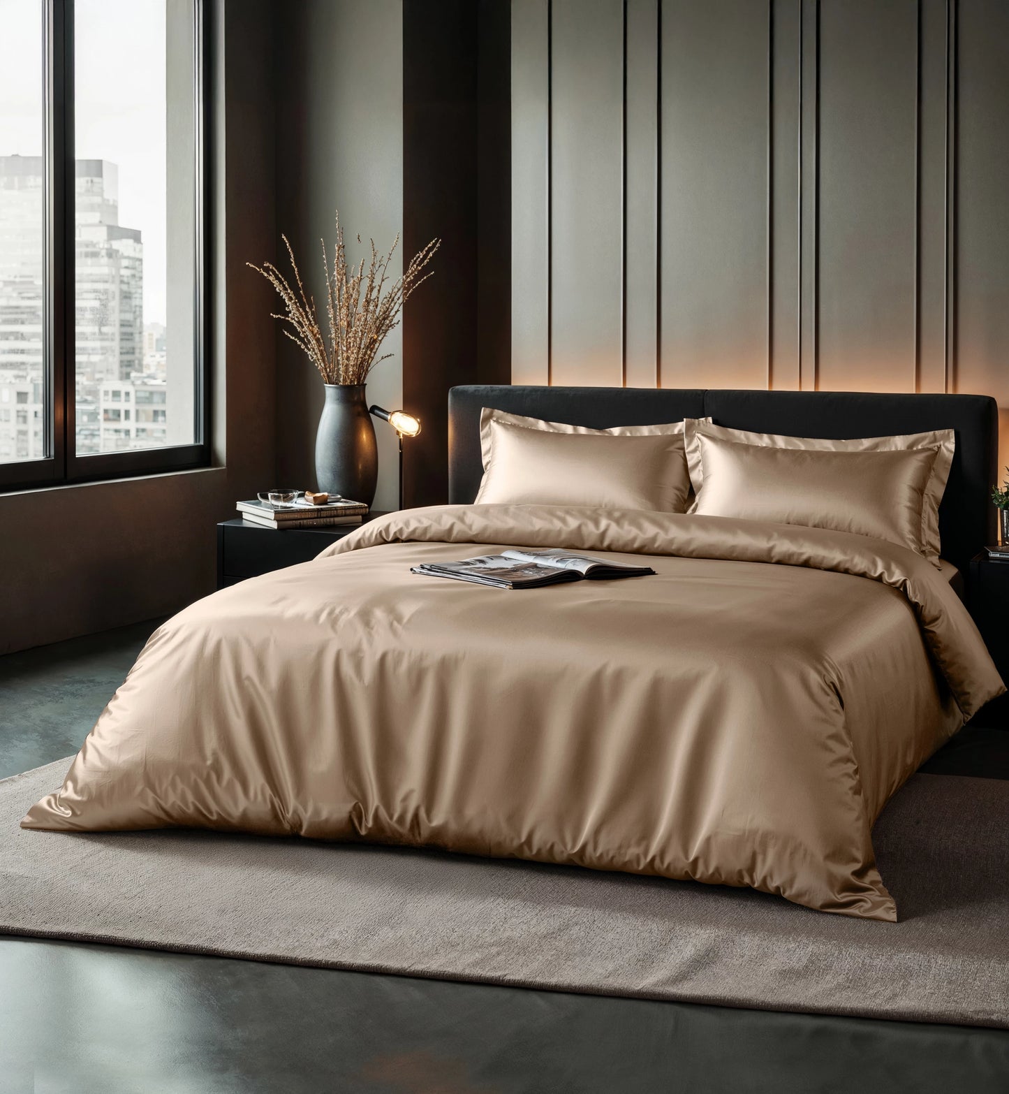 Bettbezug Glänzend Taupe