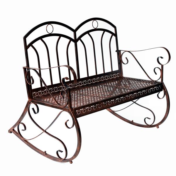 Gartenbank 2-Sitzer Metall Bronze-Rot - Palo24