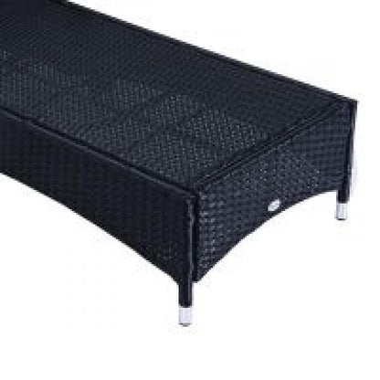 Sonnenliege Tisch 3er Set Gartenmöbel Polyrattan Schwarz