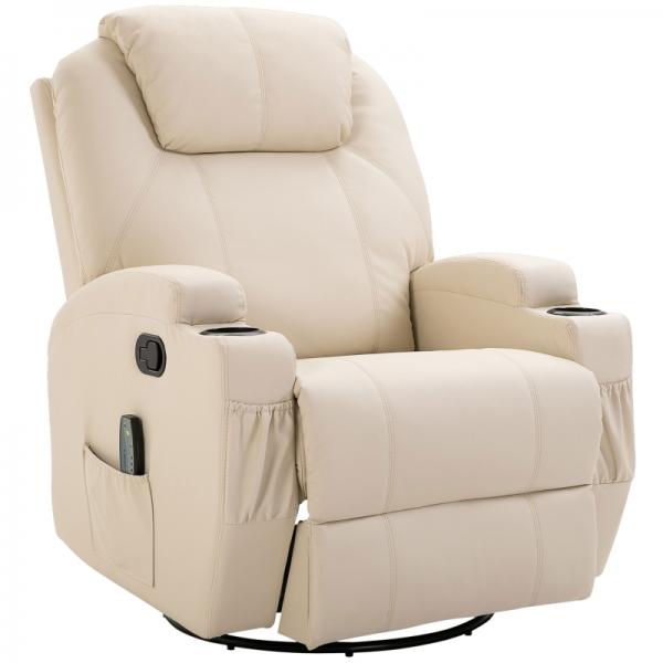 Fauteuil de massage électrique avec 5 modes de massage, fonction inclinable, mousse blanc crème