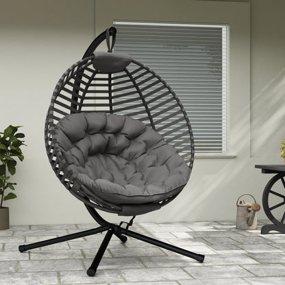 Hängesessel Hängekorb mit Gestell für 2 Personen faltbar Grau