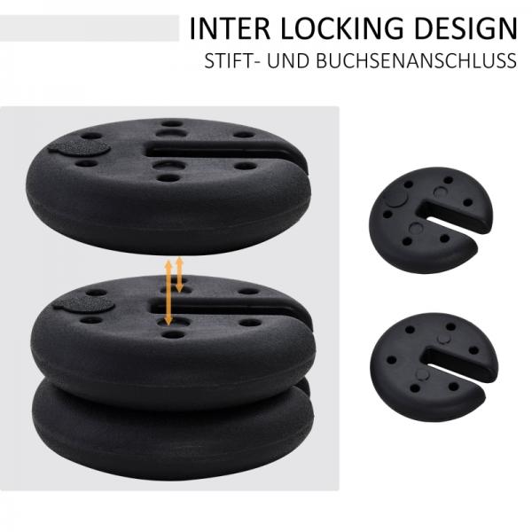 4 tlg. Pavillon Standfuss Gewicht Partyzelt Pavillongewicht befüllbar bis 5 kg HDPE-Kunststoff Schwarz Ø25 x 6 cm - Palo24