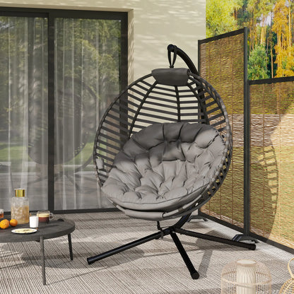 Hängesessel Hängekorb mit Gestell für 2 Personen faltbar Grau