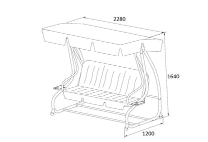 Balançoire Hollywood MIAMI 4 places, gris/crème, avec fonction inclinable