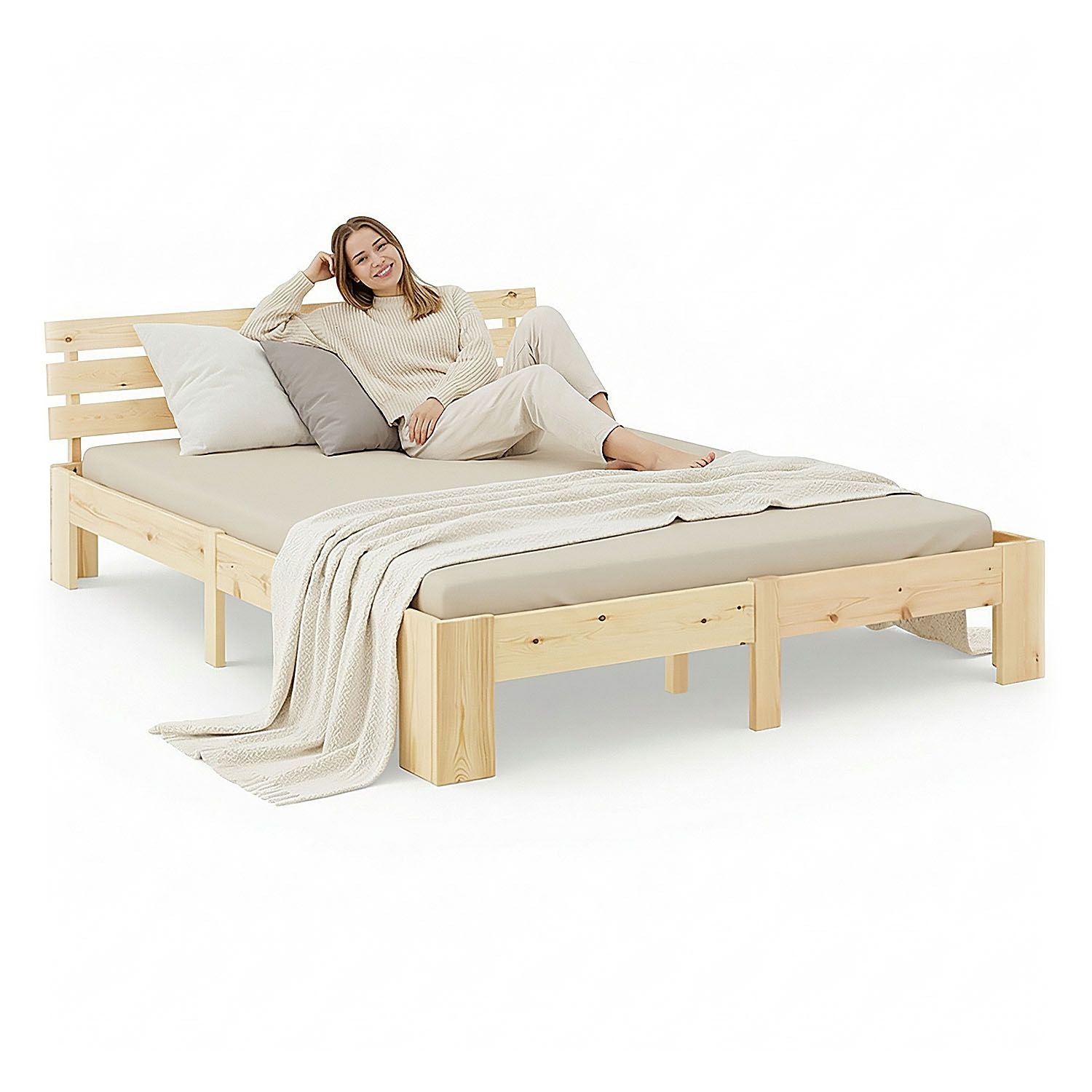 Doppelbett Holzbett Futonbett 140x200 natur