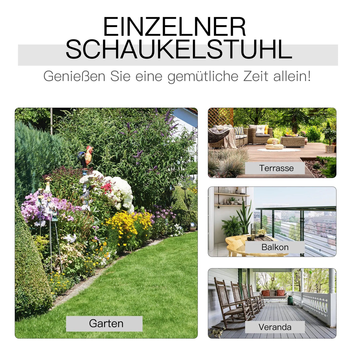 Chaise à bascule, balançoire, chaise de relaxation, chaise de jardin, accoudoir, blanc