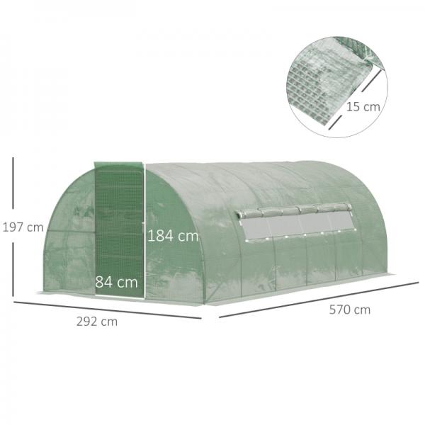 Foliengewächshaus 6 x 3 x 2 m Tunnel Gewächshaus Treibhaus Pflanzenhaus Folienzelt Grün