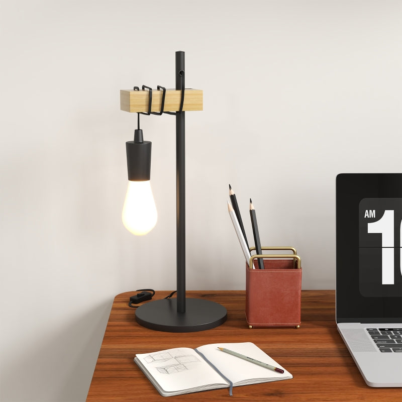 Tischlampe inkl. LED höhenverstellbar, schwarz+Holz