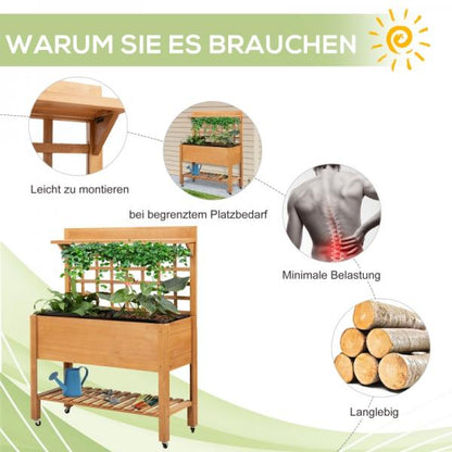 Hochbeet Pflanztisch Blumentisch Arbeitstisch Gärtnertisch Holzpflanztisch Tanne, Braun