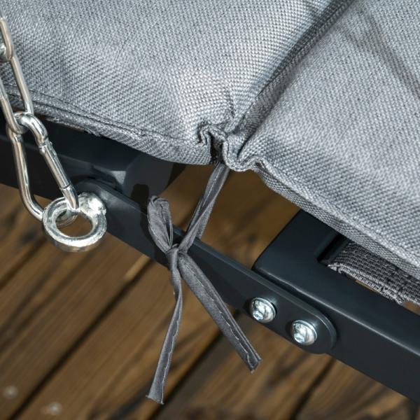 Hängeliege, neigbares Dach, inkl. Sitzauflage, Kopfkissen, Stahlrahmen, dunkelgrau - Palo24