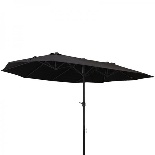 Parasol Doppio Ombrellone da Patio con Manovella Nero Ovale