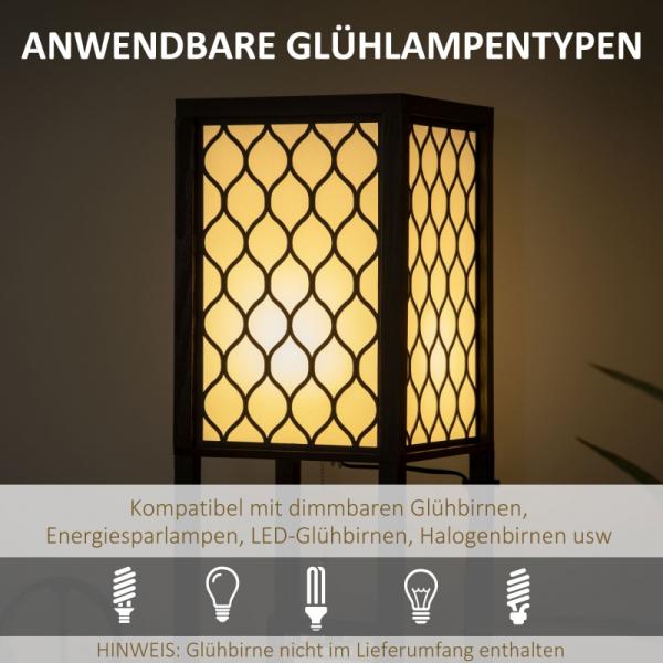 Lampadaire au design moderne, 2 étagères, interrupteur à chaînette noir + blanc