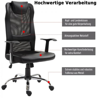 Bürostuhl Drehstuhl höhenverstellbar ergonomisch PU schwarz