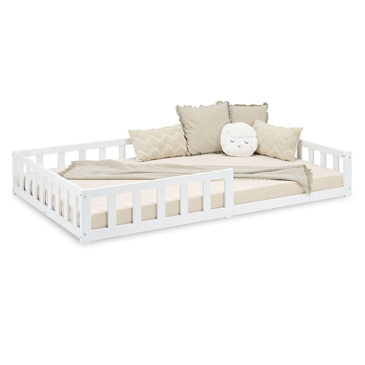 kinderbett 120x200 weiss bodenbett montessori mit lattenrost und rausfallschutz