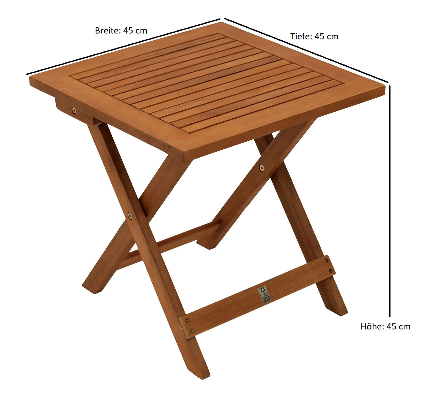 Klapp - Beistelltisch JAVA 45x45cm, Akazienholz geölt, FSC®-zertifiziert