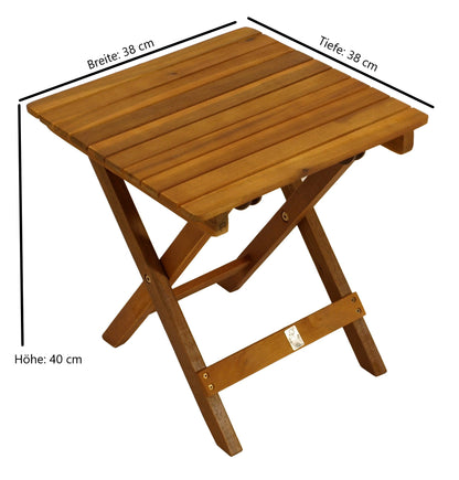 Klapp - Beistelltisch MARA 38x38cm, Akazie geölt
