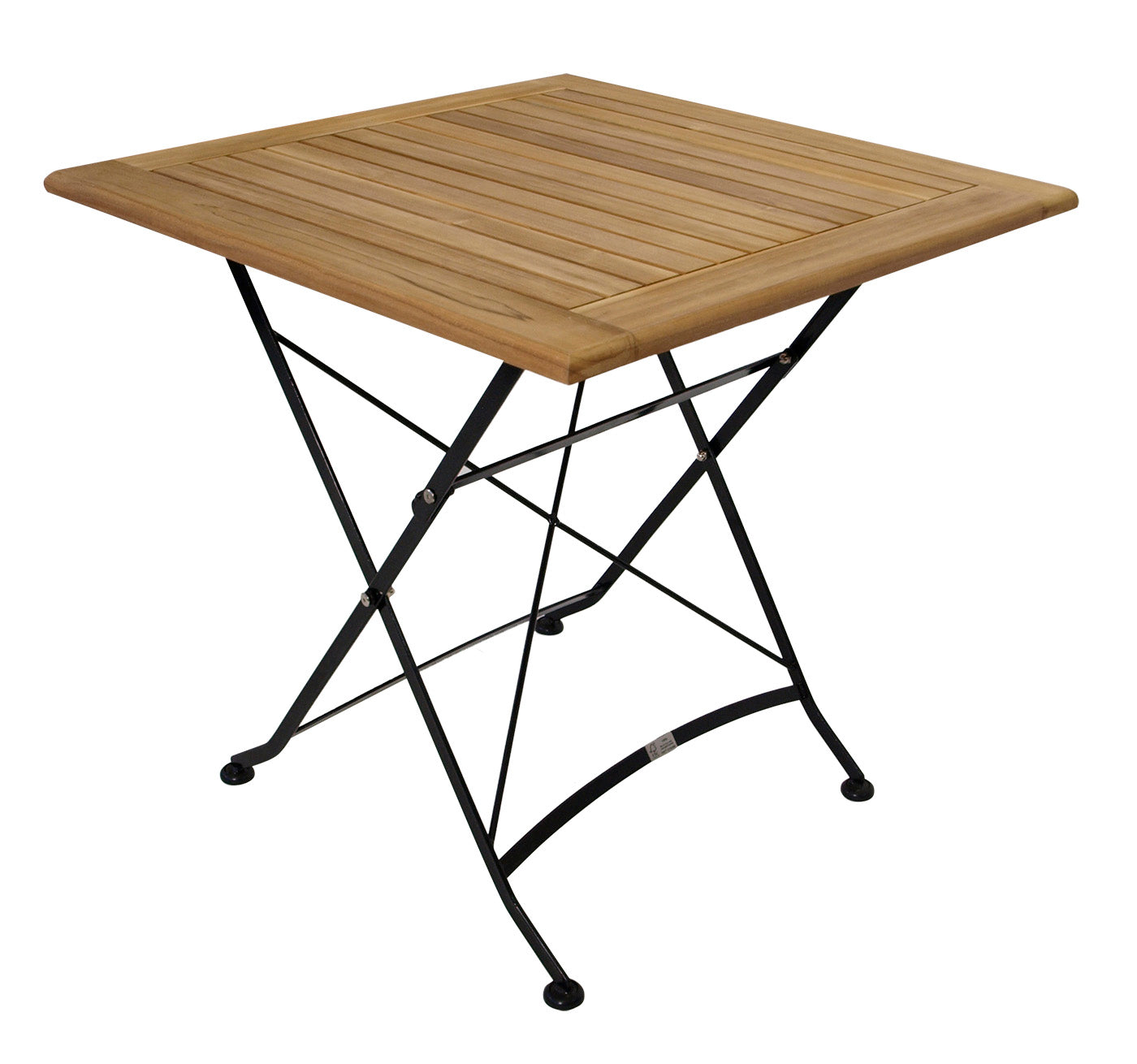 Set pieghevole JAKARTA 3 pezzi, acciaio piatto nero + teak, certificato FSC®